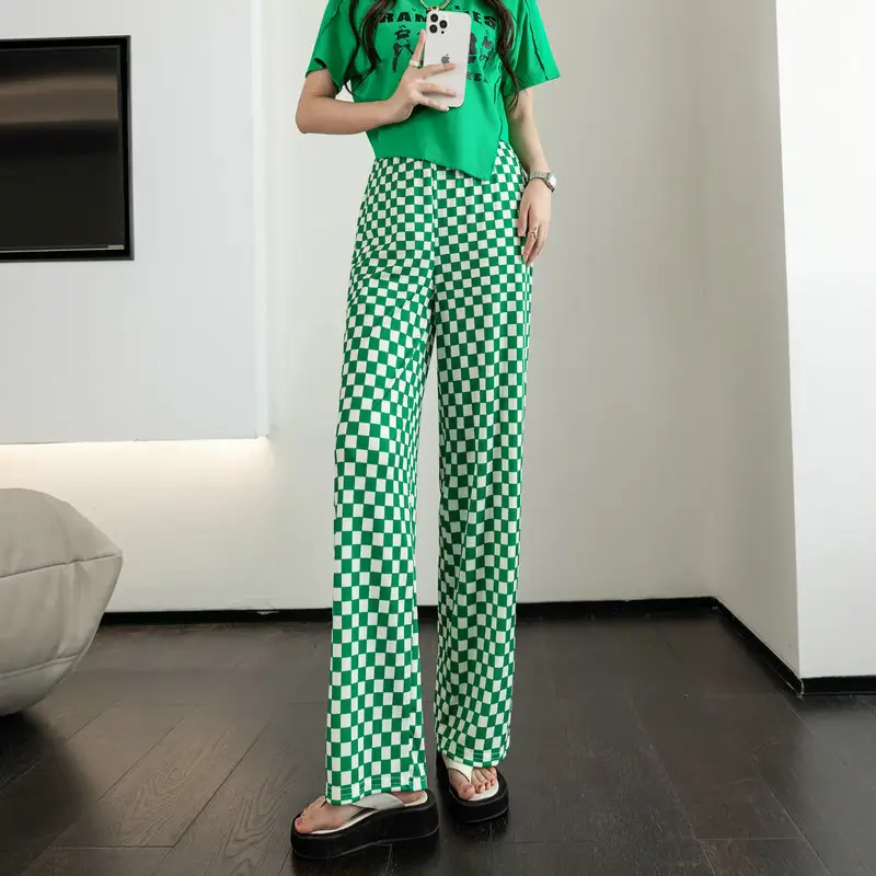 Women Plaid High Waist Slimming Pants Summer Loose - Image 9