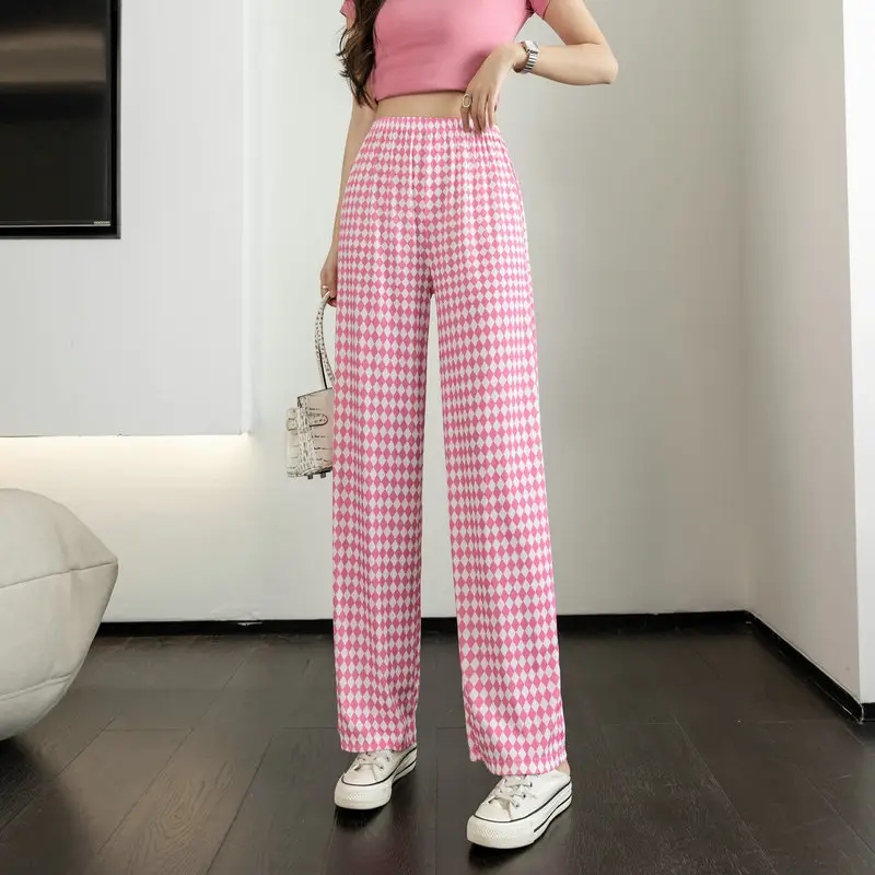 Women Plaid High Waist Slimming Pants Summer Loose - Image 10