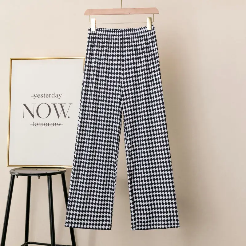 Women Plaid High Waist Slimming Pants Summer Loose - Image 2