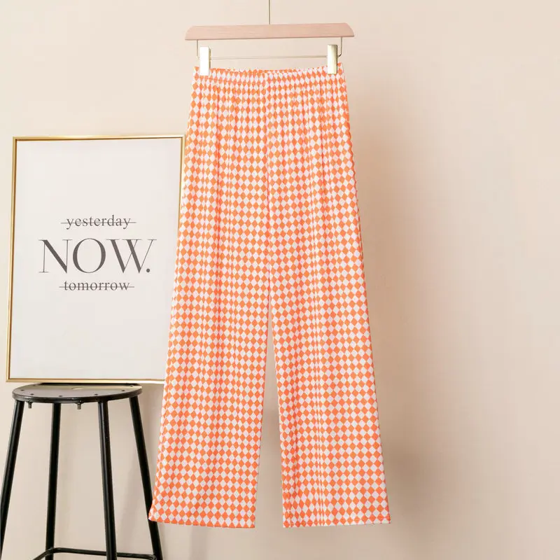Women Plaid High Waist Slimming Pants Summer Loose - Image 3