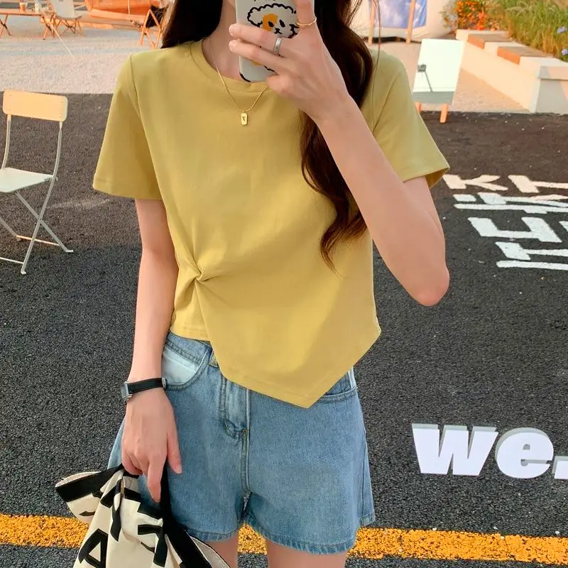 Women White Twist T-Shirt with Exposed Waist 2025 - Image 4