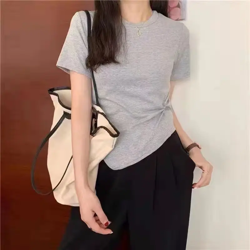 Women White Twist T-Shirt with Exposed Waist 2025 - Image 6
