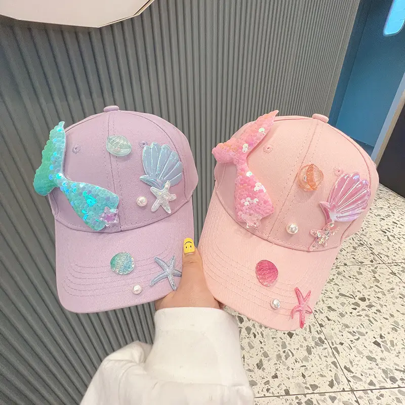 Orange Mermaid Tail Baseball Cap for Girls