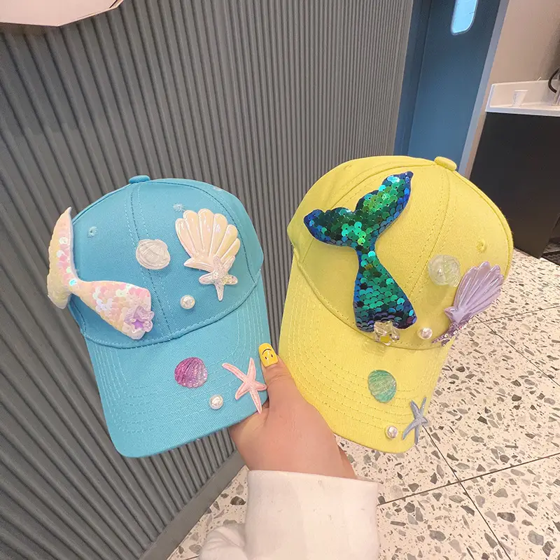 Orange Mermaid Tail Baseball Cap for Girls