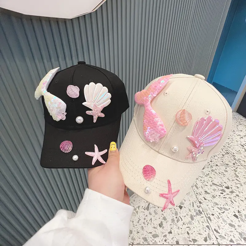 Orange Mermaid Tail Baseball Cap for Girls