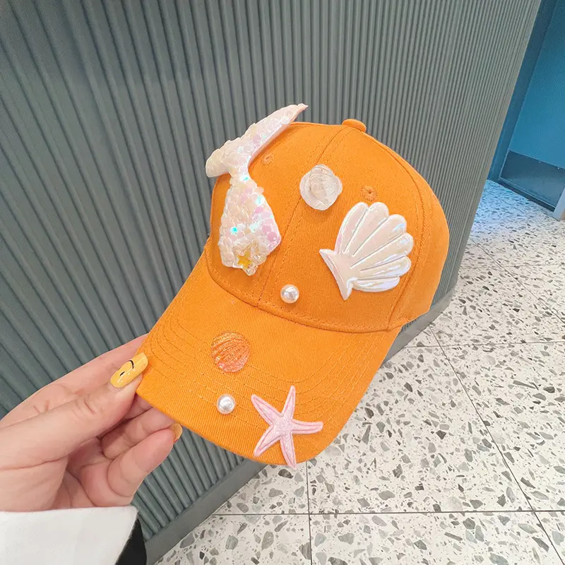 Orange Mermaid Tail Baseball Cap for Girls