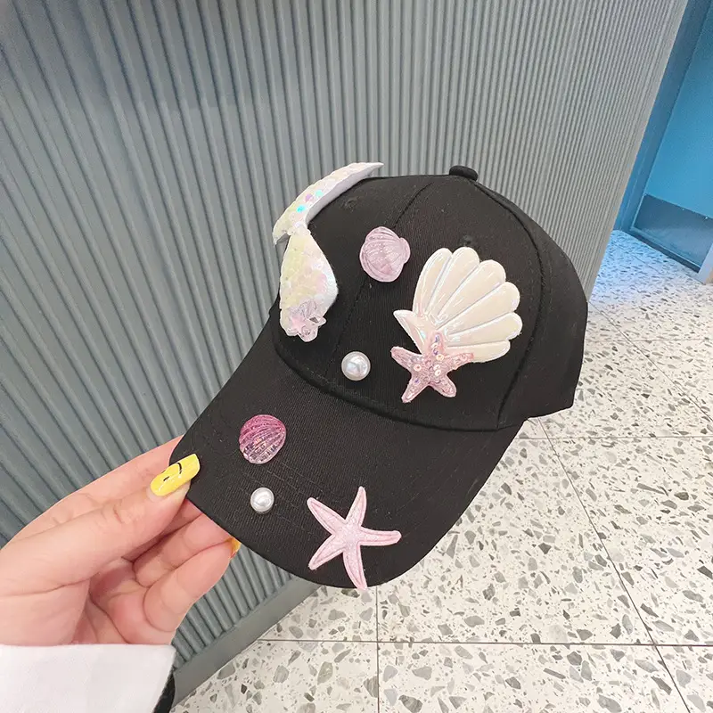 Orange Mermaid Tail Baseball Cap for Girls