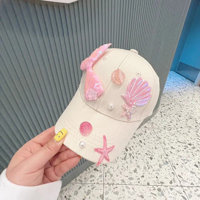 Orange Mermaid Tail Baseball Cap for Girls