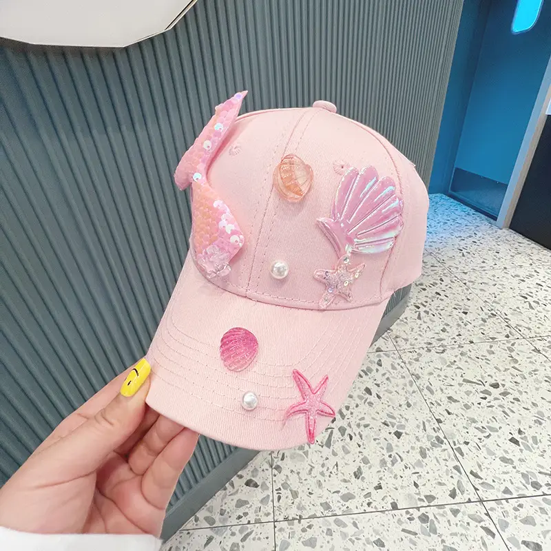 Orange Mermaid Tail Baseball Cap for Girls