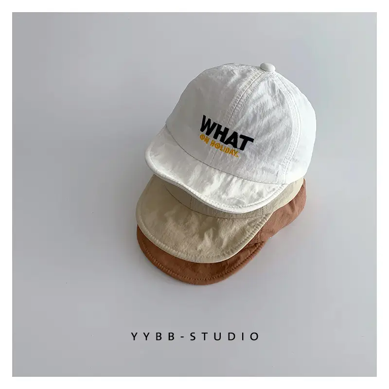 Beige "WHAT" Print Cap with Soft Brim - Image 6