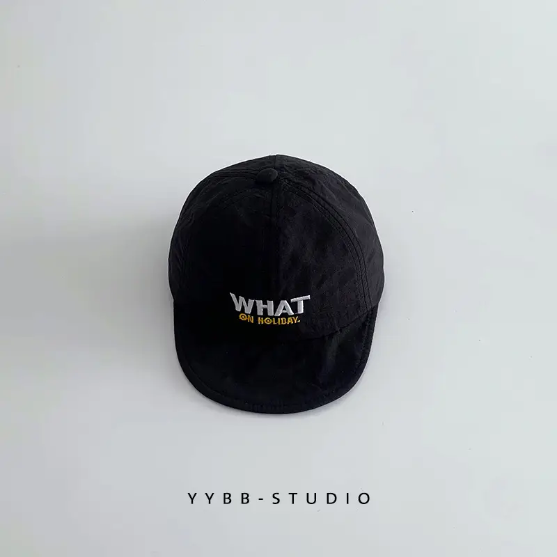 Beige "WHAT" Print Cap with Soft Brim - Image 2