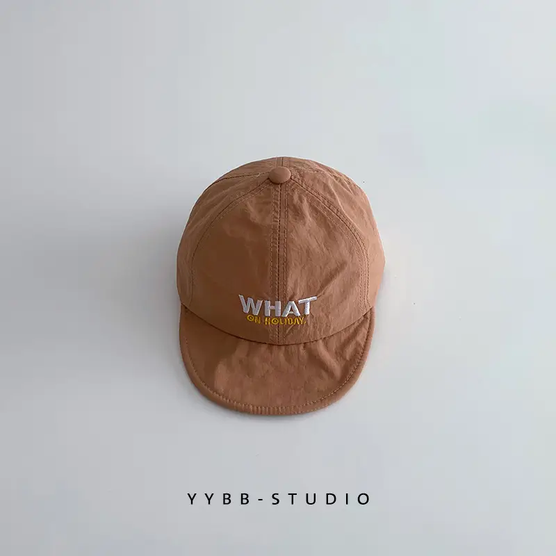Beige "WHAT" Print Cap with Soft Brim - Image 4