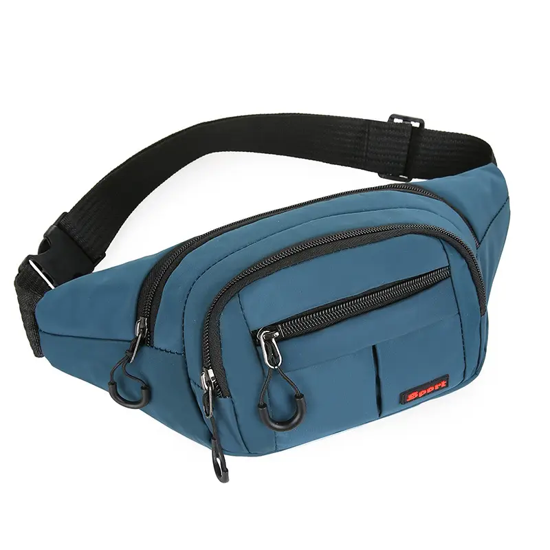 Blue Oxford Crossbody Bag with 5 Compartments