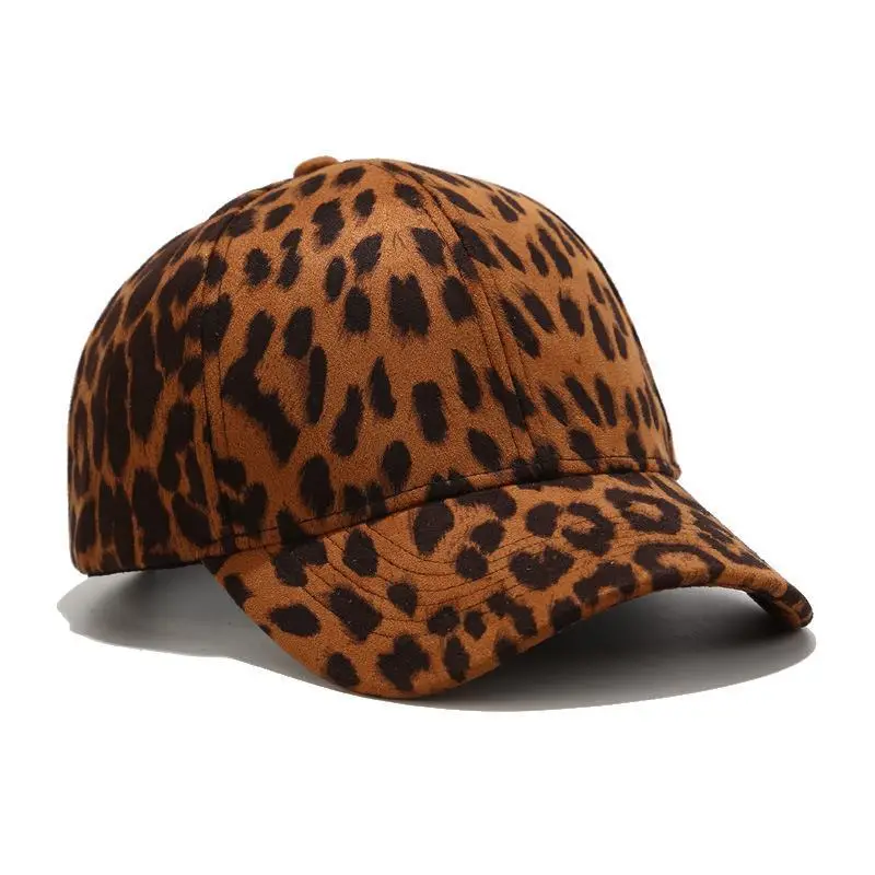 Women Leopard Suede Baseball Cap Sun Hat - Image 2
