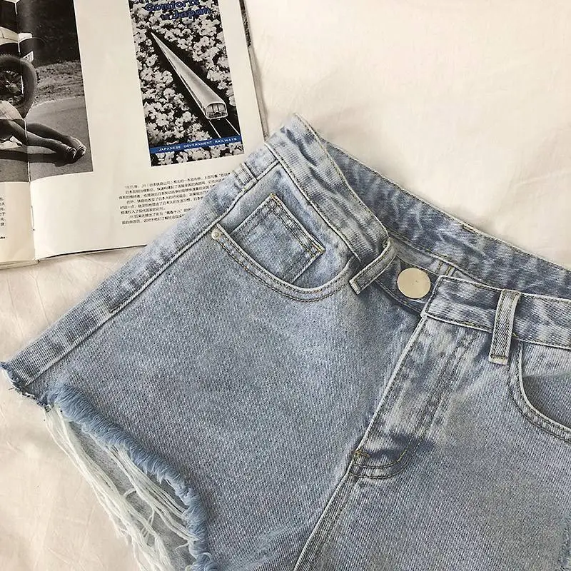 Women Denim Shorts 2022 Summer High Waist Ripped - Image 6
