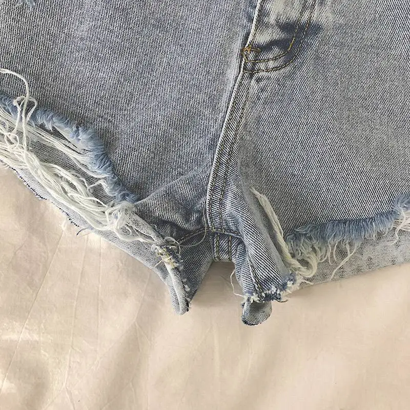 Women Denim Shorts 2022 Summer High Waist Ripped - Image 7