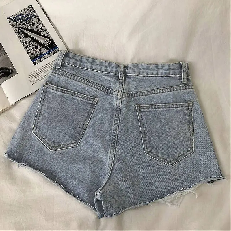 Women Denim Shorts 2022 Summer High Waist Ripped - Image 8