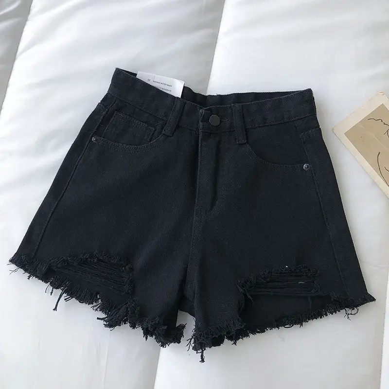 Women Denim Shorts 2022 Summer High Waist Ripped - Image 2