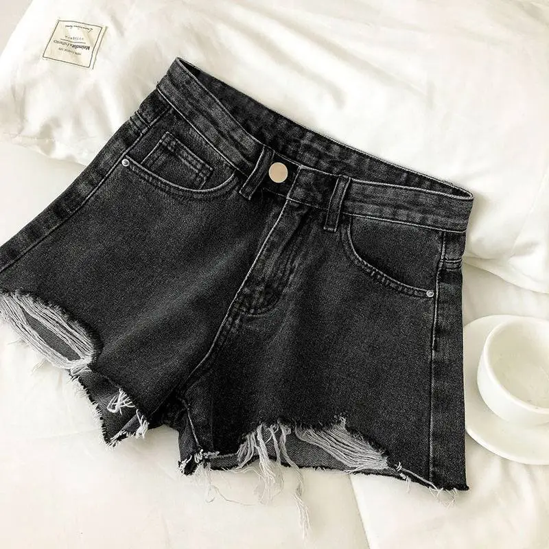 Women Denim Shorts 2022 Summer High Waist Ripped - Image 3