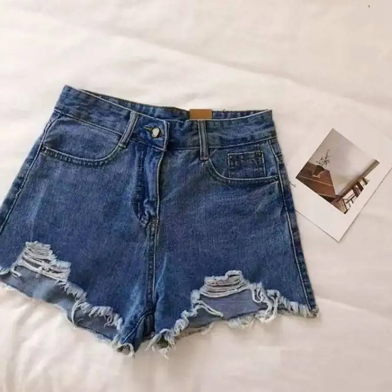Women Denim Shorts 2022 Summer High Waist Ripped - Image 5