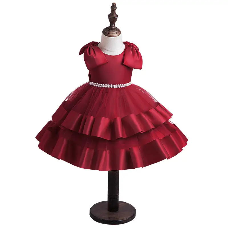 2023 Girls Princess Dress Cream Bow Sleeve Children's Year Old - Image 9