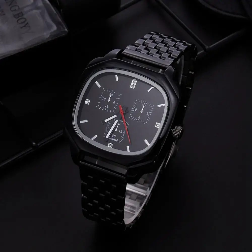 Square Dial Steel Belt Quartz Watch for Men - Image 2