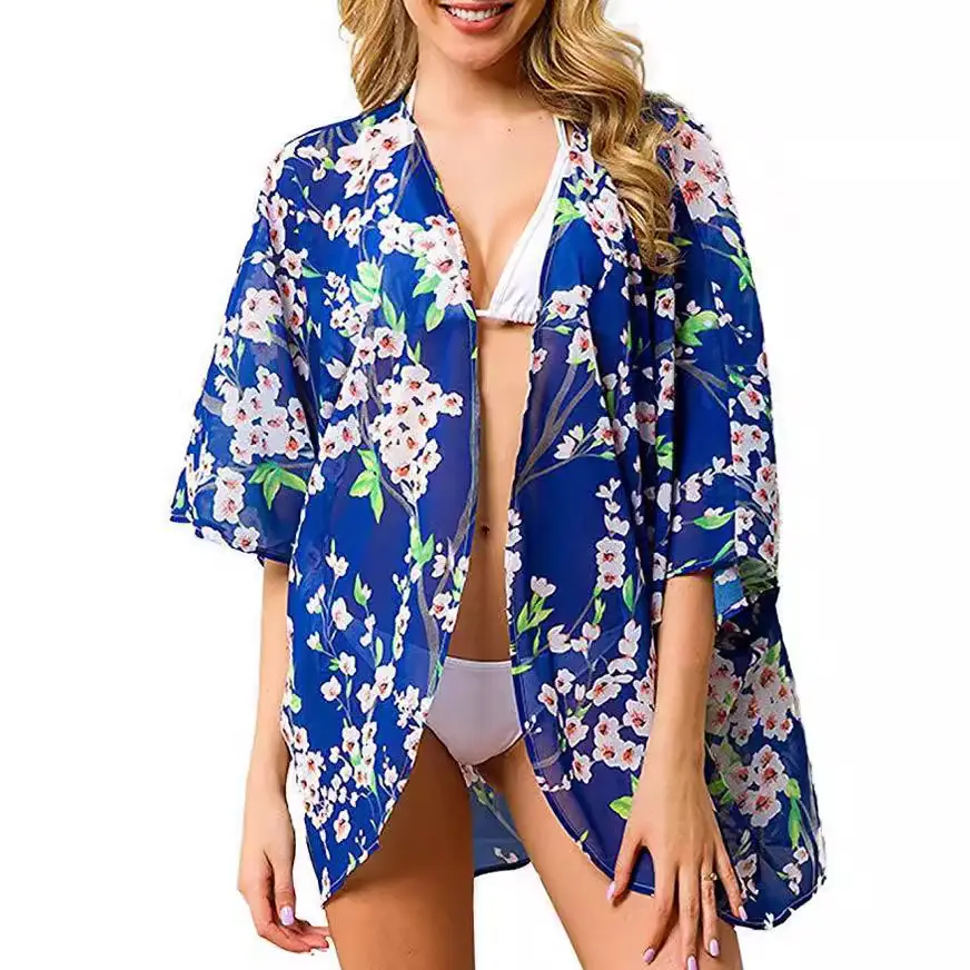 Women's Printed Chiffon Sunscreen Cloak Summer Shawl