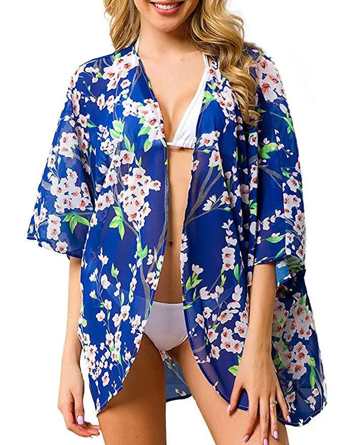 Women's Printed Chiffon Sunscreen Cloak Summer Shawl