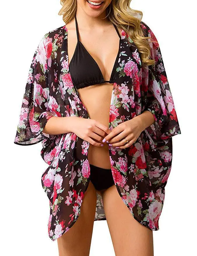 Women's Printed Chiffon Sunscreen Cloak Summer Shawl