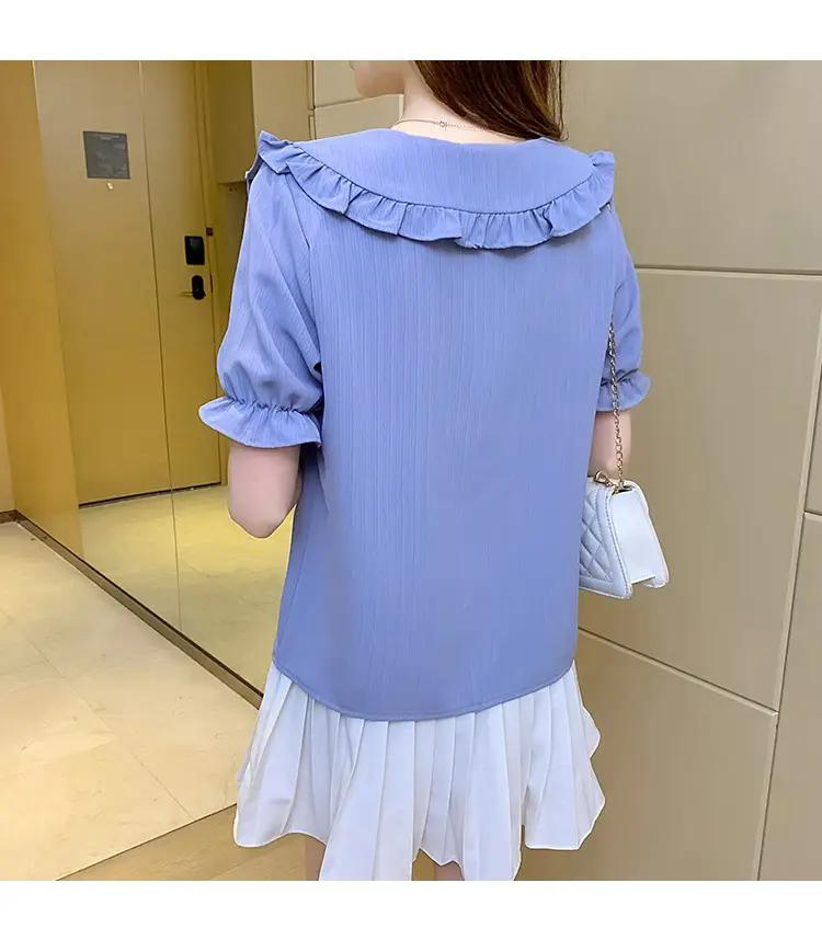 Women Doll Collar Ruffled Chiffon Shirt Spring Autumn 2023 — feature 21