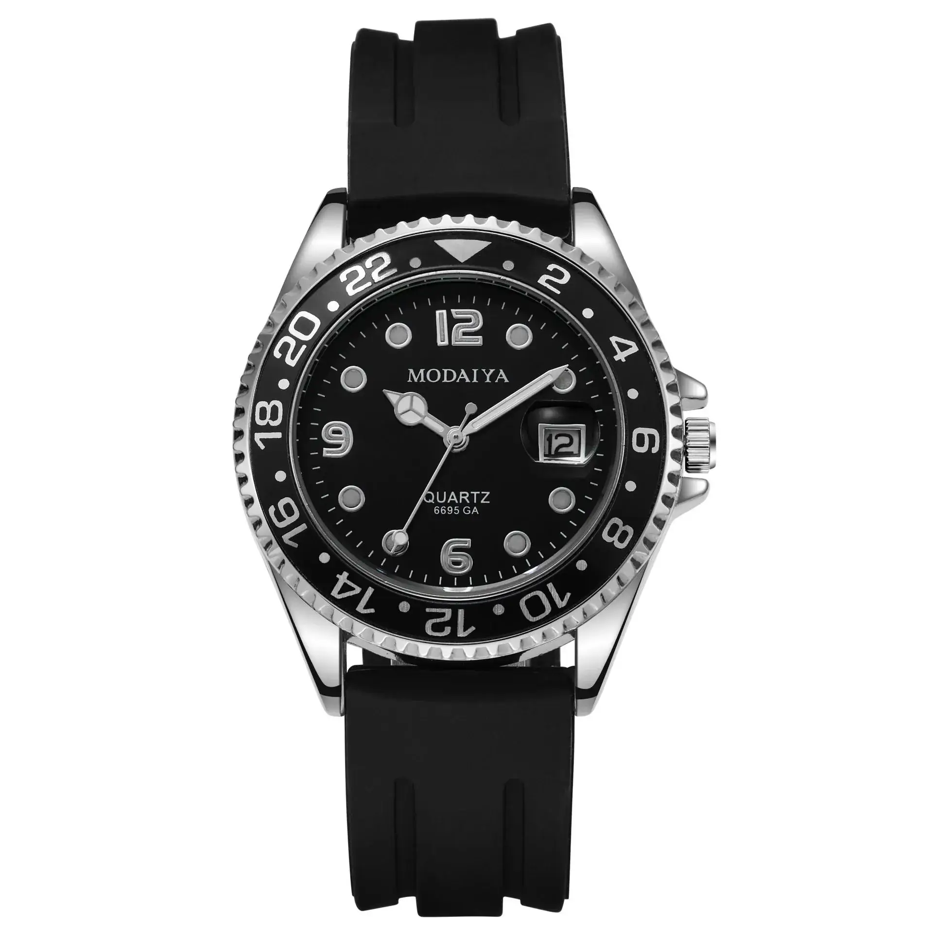 Men's Luminous Red Dial Quartz Watch with Silicone Band - Image 3