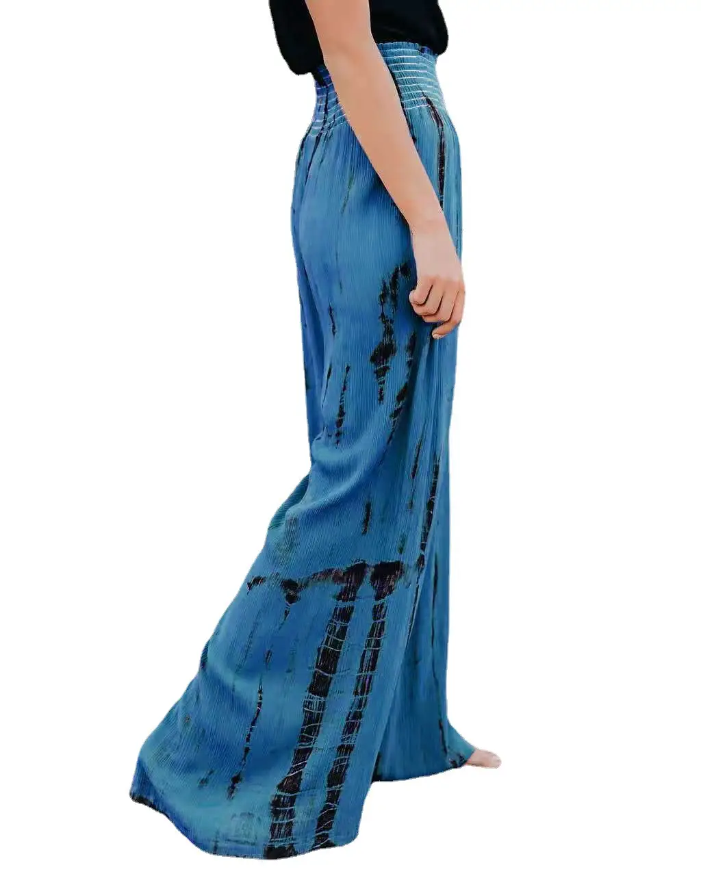 Pink Tie-Dye Wide Leg Elastic Waist Pants - Image 7