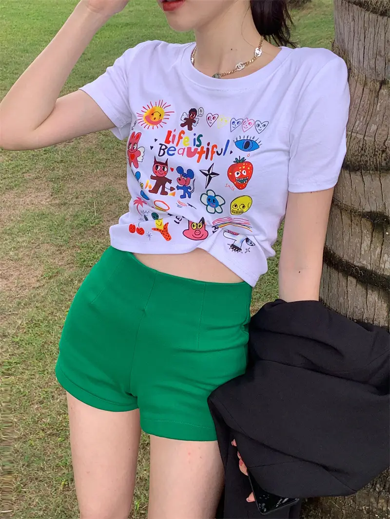 Spicy Girl Black Short Sleeve Printed T-Shirt Women 2025 - Image 6