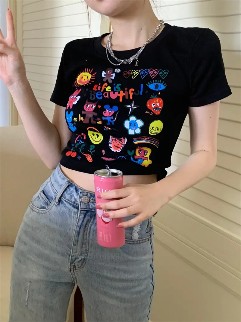 Spicy Girl Black Short Sleeve Printed T-Shirt Women 2025 — feature 10