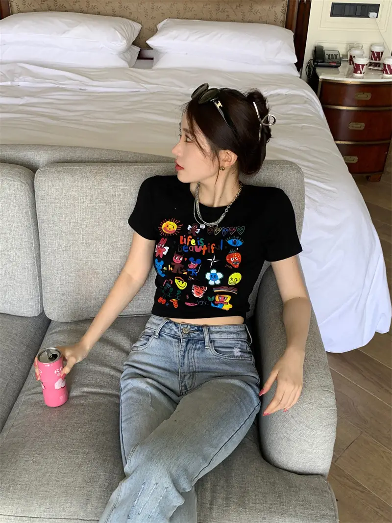 Spicy Girl Black Short Sleeve Printed T-Shirt Women 2025 — feature 11