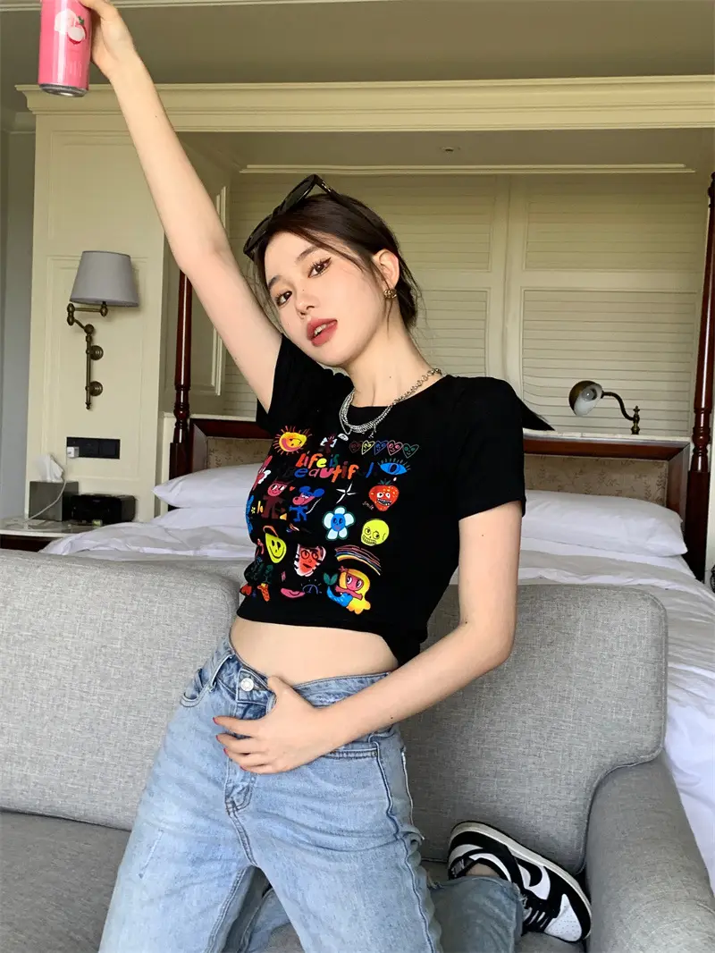 Spicy Girl Black Short Sleeve Printed T-Shirt Women 2025 — feature 12