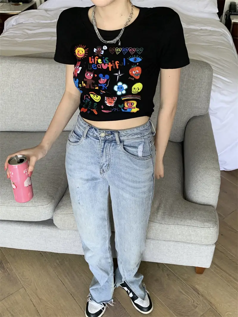 Spicy Girl Black Short Sleeve Printed T-Shirt Women 2025 — feature 14