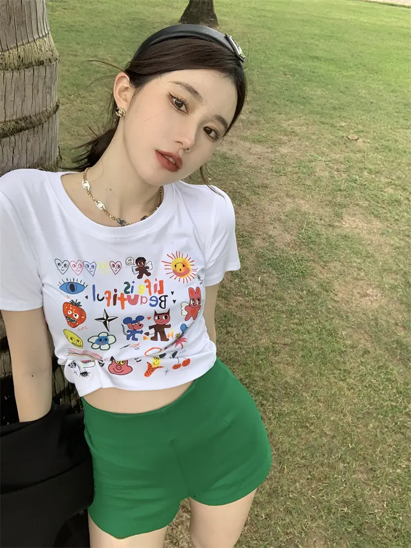Spicy Girl Black Short Sleeve Printed T-Shirt Women 2025 — feature 15