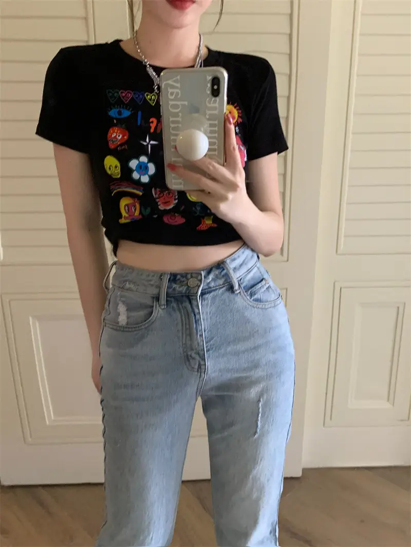 Spicy Girl Black Short Sleeve Printed T-Shirt Women 2025 — feature 5
