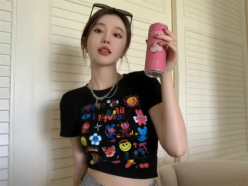 Spicy Girl Black Short Sleeve Printed T-Shirt Women 2025 — feature 8