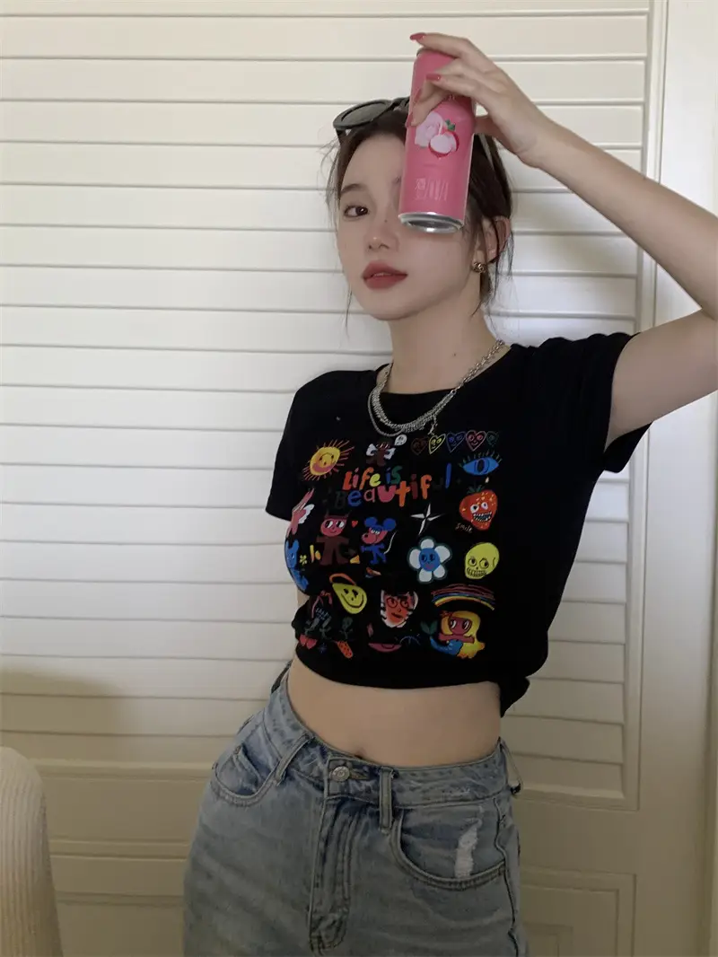 Spicy Girl Black Short Sleeve Printed T-Shirt Women 2025 — feature 9