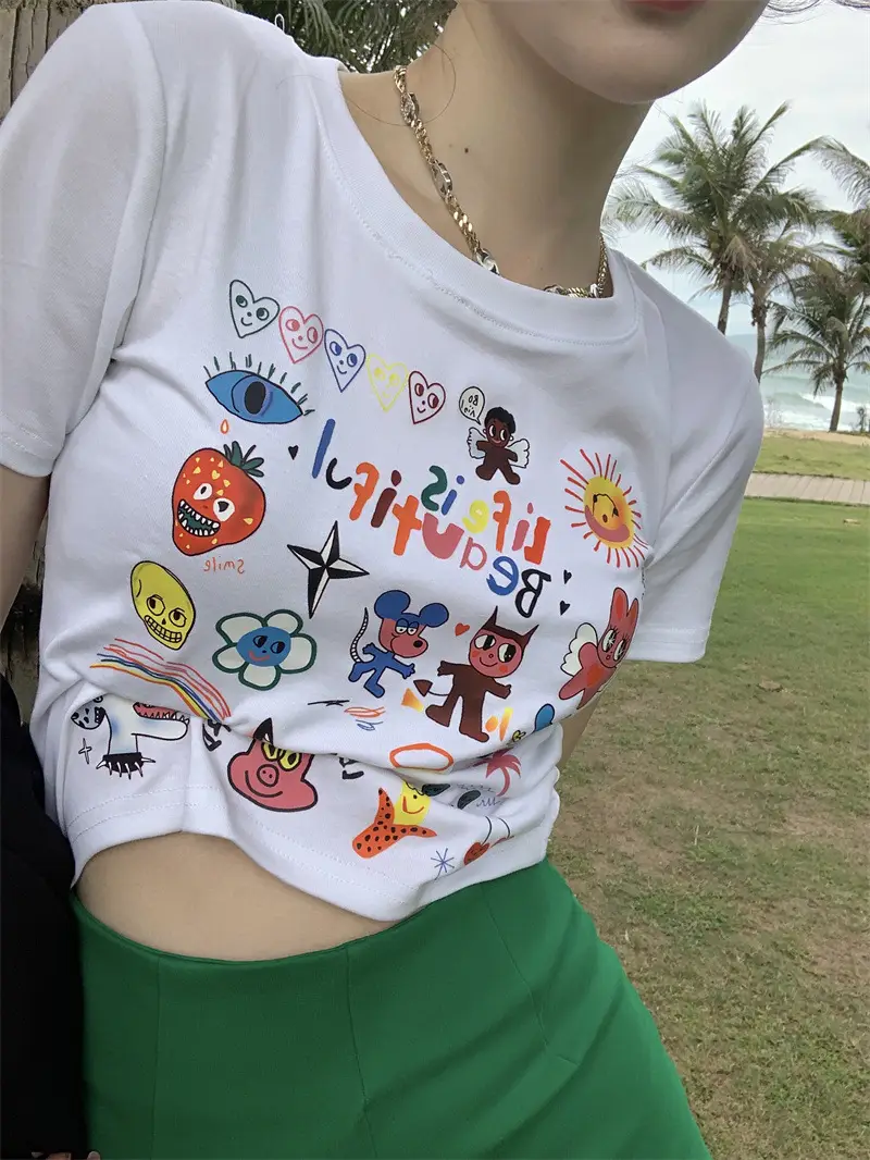 Spicy Girl Black Short Sleeve Printed T-Shirt Women 2025 - Image 2