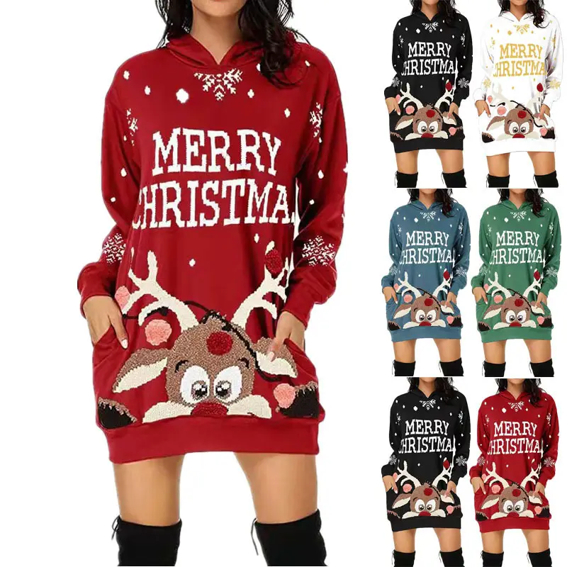Christmas Elf Print Hooded Vest for Women Black - Image 14