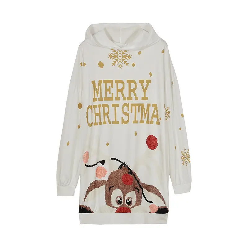 Christmas Elf Print Hooded Vest for Women Black — feature 11