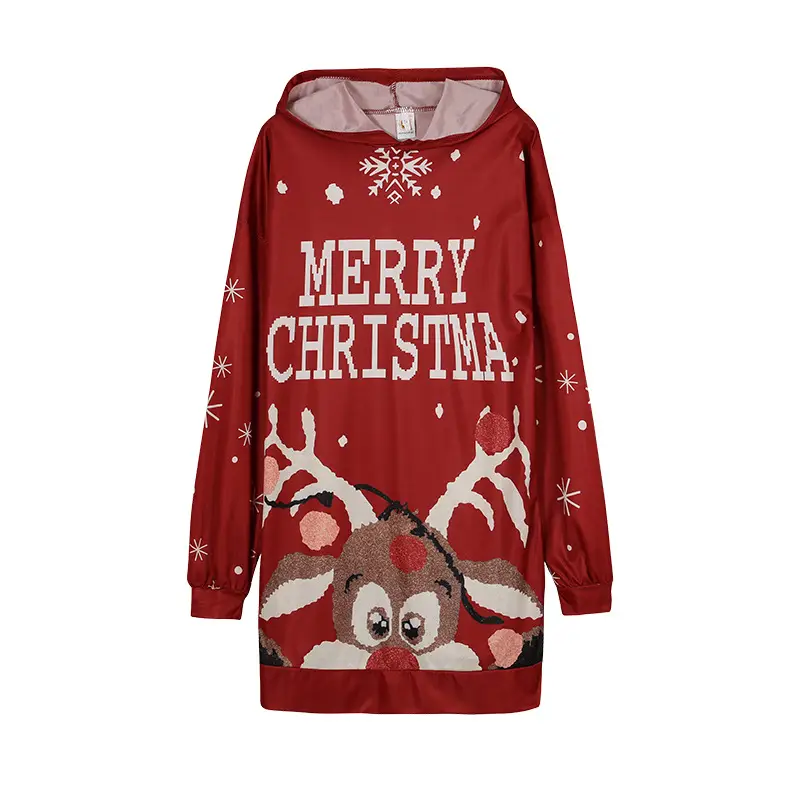 Christmas Elf Print Hooded Vest for Women Black — feature 13