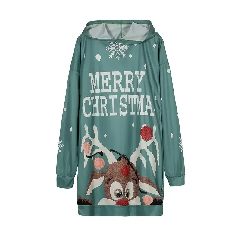Christmas Elf Print Hooded Vest for Women Black - Image 7