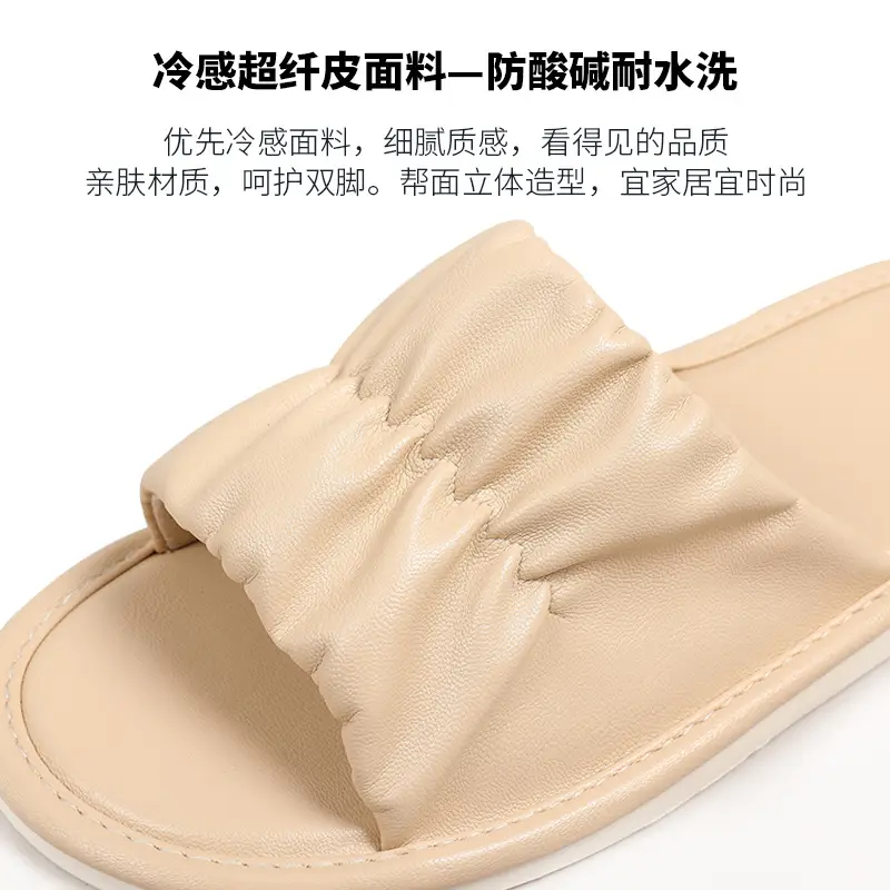 Women's Black Leather Slip-On Sandals Summer - Image 11