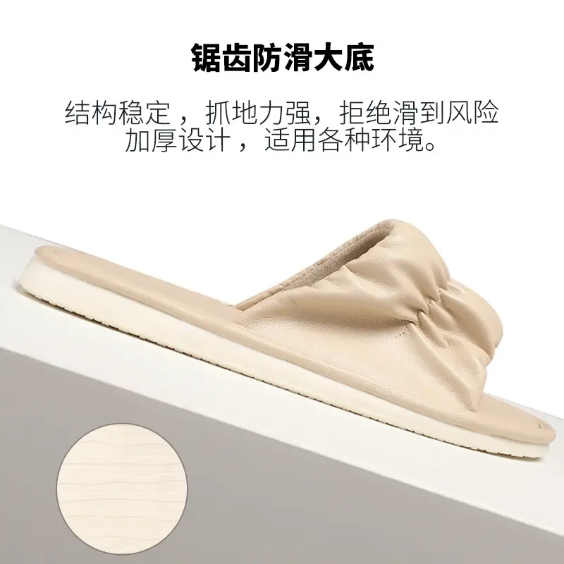 Women's Black Leather Slip-On Sandals Summer - Image 12