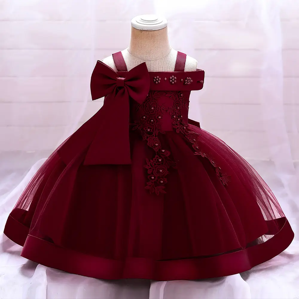 Pink Beaded Princess Dress for Girls Wedding Tutu - Image 9