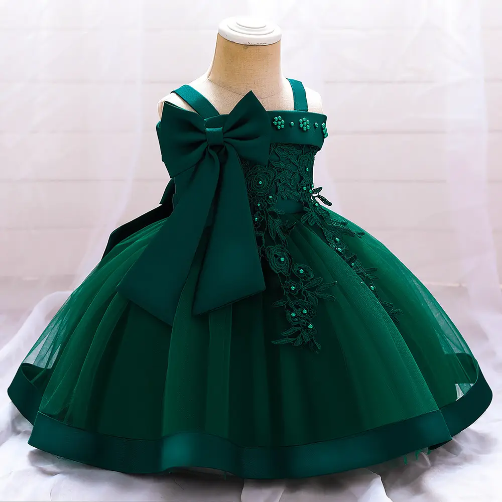 Pink Beaded Princess Dress for Girls Wedding Tutu - Image 3